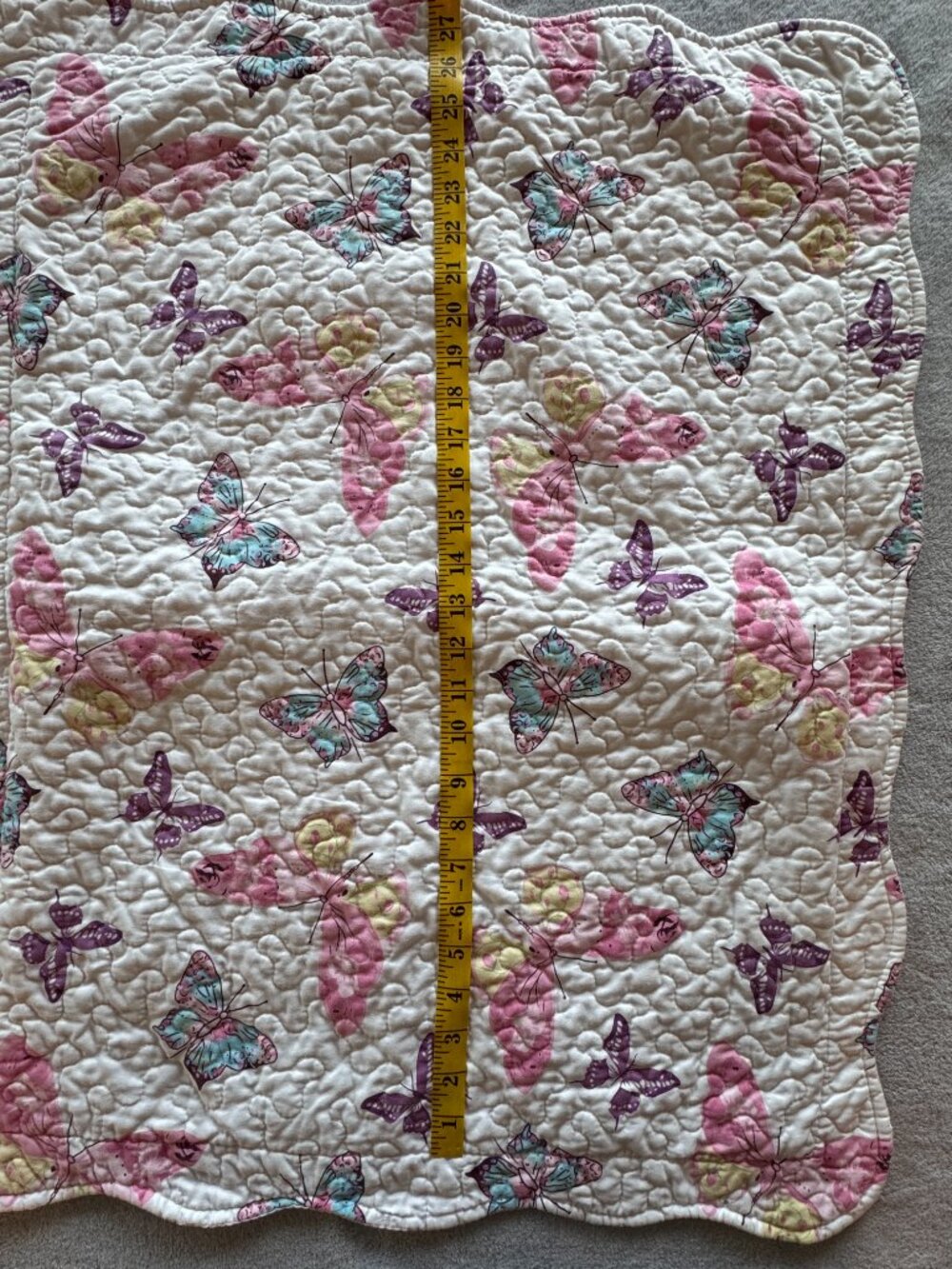 Pillow Sham Twin Standard 26x20 White Pink Purple Butterflies QE Home Linens - Picture 6 of 8